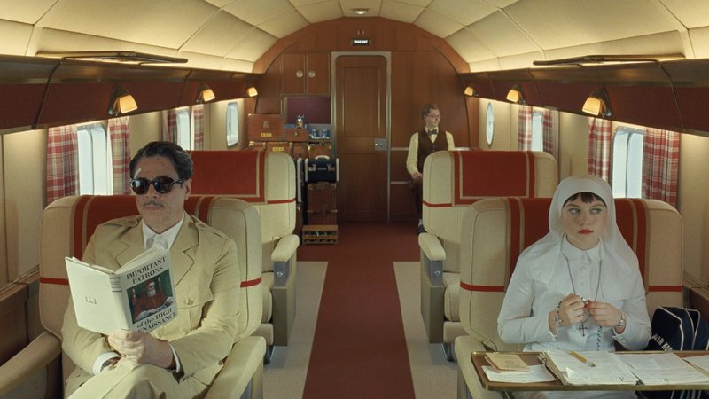 Benicio Del Toro, Michael Cera, and Mia Threapleton in “The Phoenician Scheme.” (IMDB)