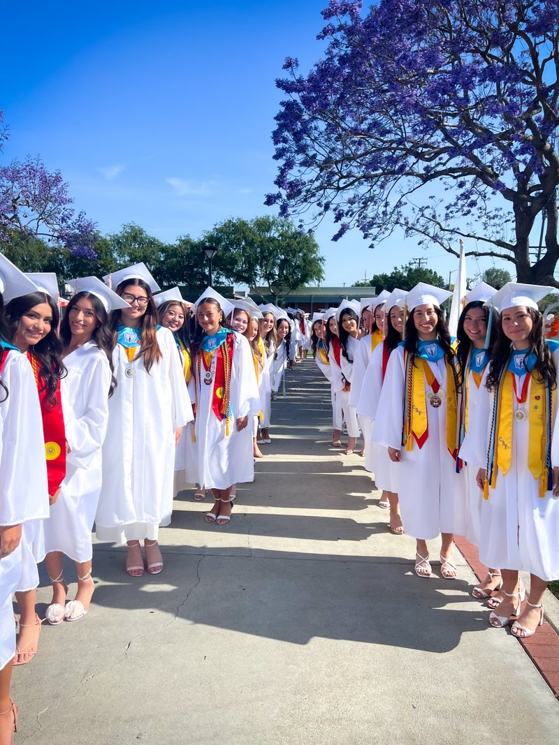Graduates at Saint Joseph High School in Lakewood line up during their commencement ceremony on May 22. (Saint Joseph High School)