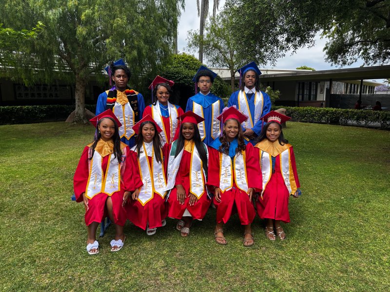 A handful of exceptional graduates pose at Junípero Serra High School’s commencement ceremony on June 6. (Junípero Serra High School)