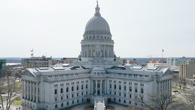 The Wisconsin State Capitol building is seen in a drone photograph in Madison March 21, 2025. On July 2, Wisconsin's Supreme Court struck down the state's 176-year-old abortion ban in a 4-3 ruling. (OSV News photo/Eric Cox, Reuters)
