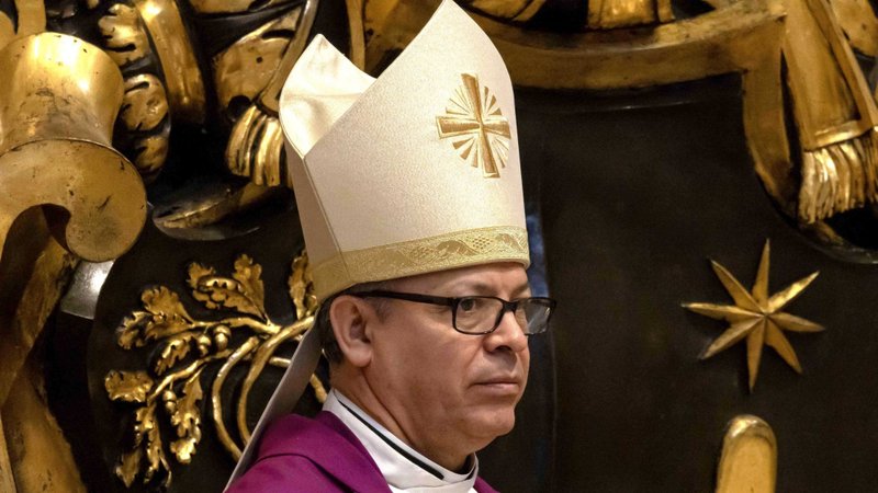 Bishop Alberto Rojas of San Bernardino, concelebrates Mass at the Altar of the Chair in St. Peter's Basilica at the Vatican March 17, 2025. (CNS/Pablo Esparza)