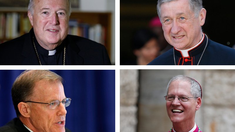 Cardinals Robert W. McElroy of Washington, Blase J. Cupich of Chicago, and Archbishops John C. Wester of Santa Fe, N.M., and Paul D. Etienne of Seattle, are pictured in a combination photo. In August 2025, during the 80th anniversary of the atomic bombings of Hiroshima and Nagasaki, the four prominent U.S. prelates will travel to Japan to participate in a Pilgrimage of Peace, fostering prayer, dialogue, and global advocacy for nuclear disarmament. (OSV News files/OSV News/CNS)