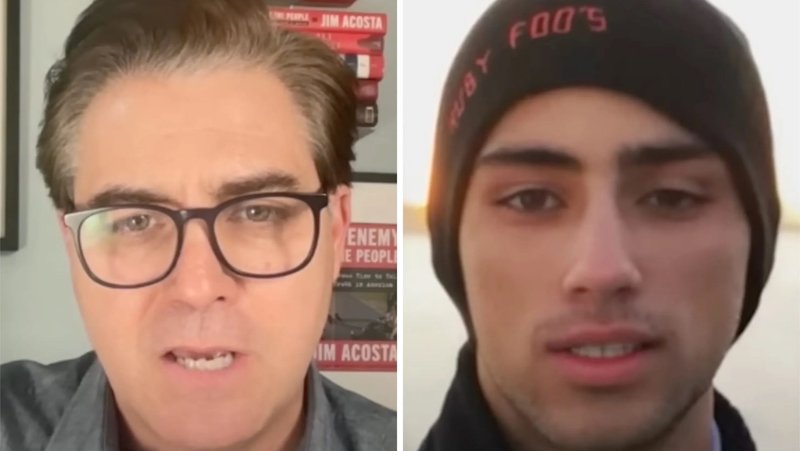 Screen shot from Jim Acosta's interview with the AI avatar of Joaquin Oliver. (YouTube)