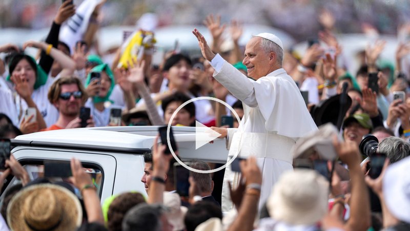 Catholic News Service produced a highlight video of Pope Leo XIV celebrating an open-air Mass during the Jubilee of Youth in Rome on Aug. 3, with an estimated 1 million young people, many of whom had camped out overnight in the fields. (CNS/Lola Gomez)