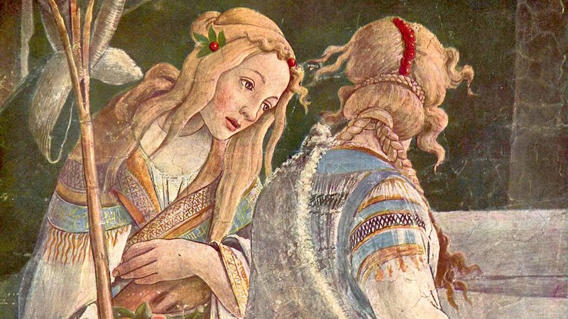Zipporah, detail from Sandro Botticelli’s “Youth of Moses,” circa 1480. (Wikimedia Commons)