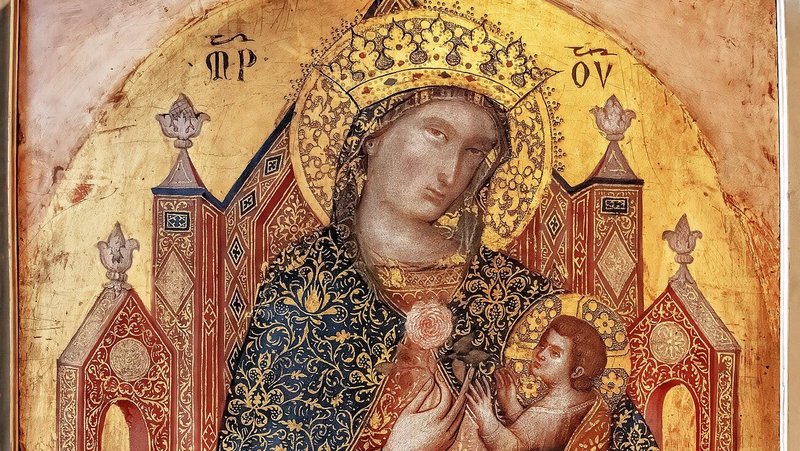 Detail from “Madonna in Trono (on the Throne),” by Stefano Veneziano, active between 1369 and 1386, Italian. (Wikimedia Commons)