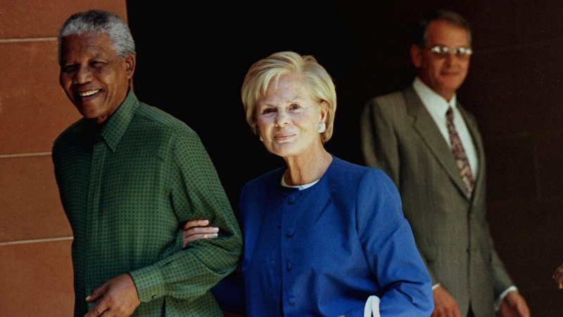 President Nelson Mandela walks with Britain's Duchess of Kent during a news conference at the Union Buildings in Pretoria, South Africa, in this archival Reuters file photo. Remembered for her passion for charity, teaching music and unwavering humility, Katharine, the Duchess of Kent, died Sept. 4, 2025, at age 92. She was the first British royal to join the Catholic faith since 1685. (OSV News photo/Reuters)