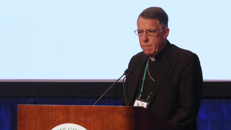 Bishop James F. Checchio of Metuchen, N.J., speaks during a Nov. 13, 2024, session of the fall general assembly of the U.S. Conference of Catholic Bishops in Baltimore. Pope Leo XIV appointed Bishop Checchio as coadjutor archbishop of New Orleans on Sept. 24, 2025. (OSV News photo/Bob Roller)