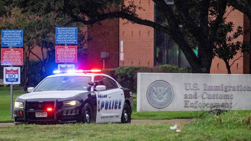 Law enforcement personnel are seen outside an Immigration and Customs Enforcement, or ICE, field office after a shooting in Dallas Sept. 24, 2025. Investigators say "anti-ICE" rhetoric was written on bullets found at the scene of the shooting that left one person dead and another two people wounded. (OSV News photo/Jeffrey McWhorter, Reuters)