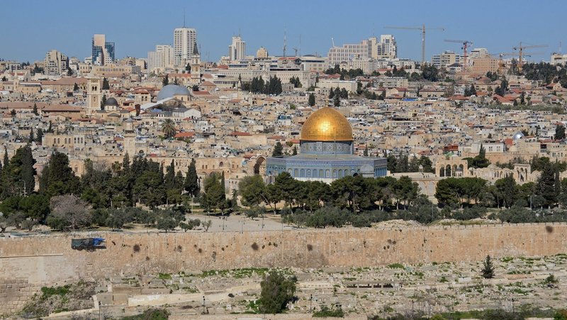 A file photo shows the gold-covered Dome of the Rock at the Temple Mount complex is seen in this overview of Jerusalem from the Mount of Olives. (OSV News photo/Debbie Hill)