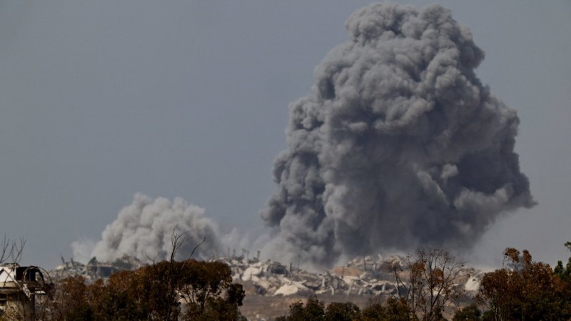 Smoke rises after an explosion in Gaza, as seen from the Israeli side of the Israel-Gaza border, July 29, 2025. (OSV News photo/Amir Cohen, Reuters)