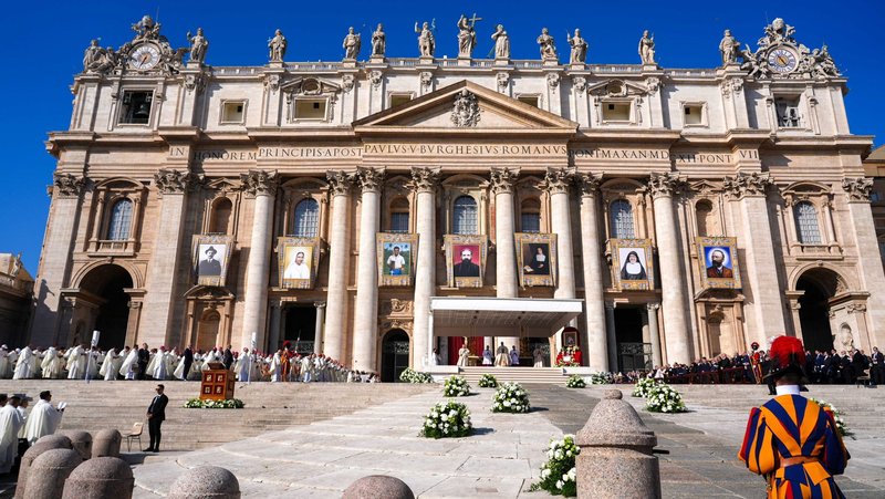 Pope Leo XIV celebrates Mass for the canonization of seven new saints in St. Peter’s Square at the Vatican Oct. 19, 2025. (CNS photo/Lola Gomez)