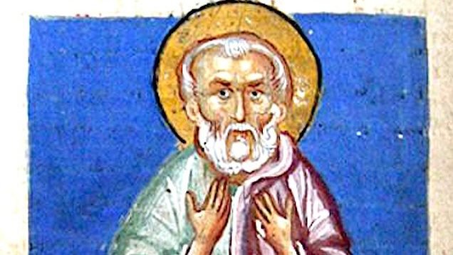 Evagrius is depicted in a manuscript from Kaffa in the Armenian monastery of St. Anthony the Great, containing the text of the Lives of the Desert Fathers of Egypt. (Wikimedia Commons)