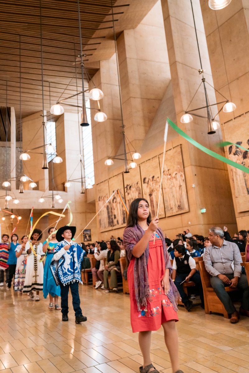 Students from across the Archdiocese of Los Angeles process in to begin the annual Missionary Childhood Association (MCA) Youth Appreciation Mass at the Cathedral of Our Lady of the Angels on Oct. 15. (Isabel Cacho)