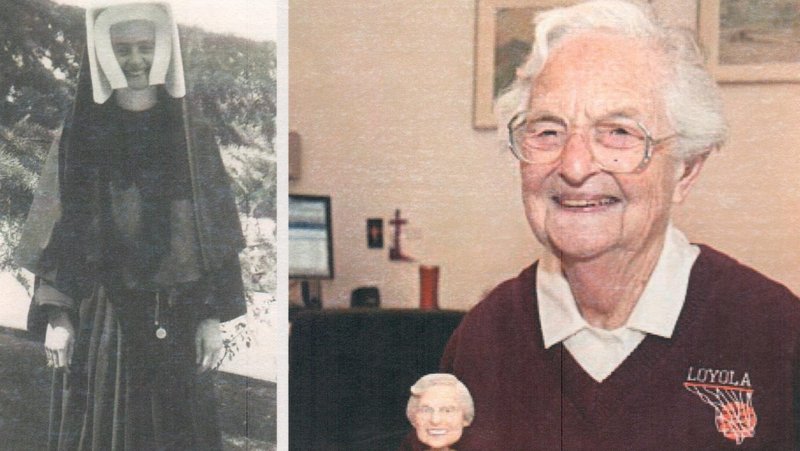 Sister Jean Dolores Schmidt in 1953 (left) and in 2013 (right). (Mary Jo Kinney)