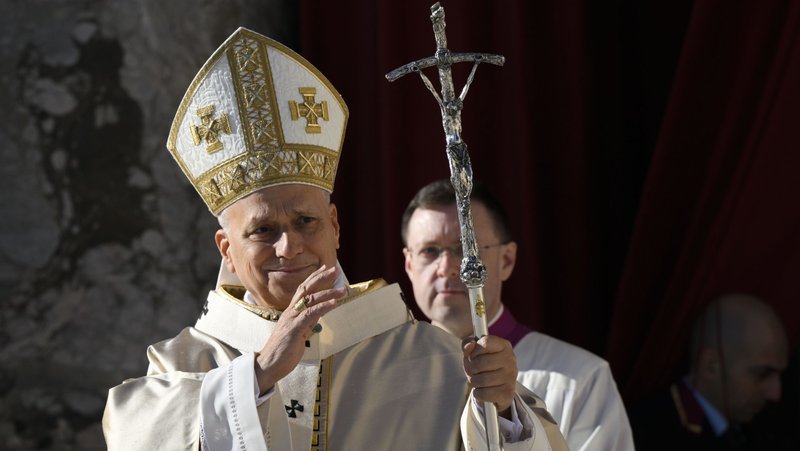 Pope Leo XIV gives his blessing to people attending Mass for the Jubilee of Choirs and the feast of Christ the King Nov. 23, 2025, in St. Peter's Square at the Vatican. At the end of Mass, the pope announced the release of his apostolic letter, "In Unitate Fidei" ("In the Unity of Faith") on the Creed and the 1,700th anniversary of the Council of Nicaea. (CNS photo/Vatican Media)