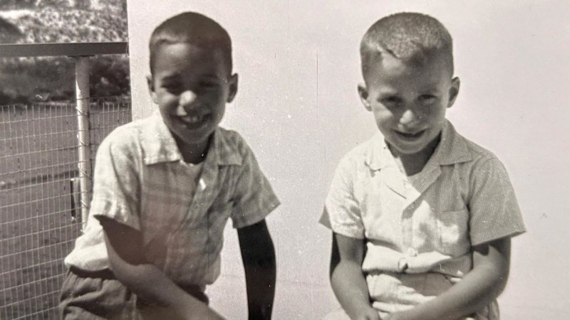 The future pope, right, as a child with his older brother John Prevost. (Vatican Media)