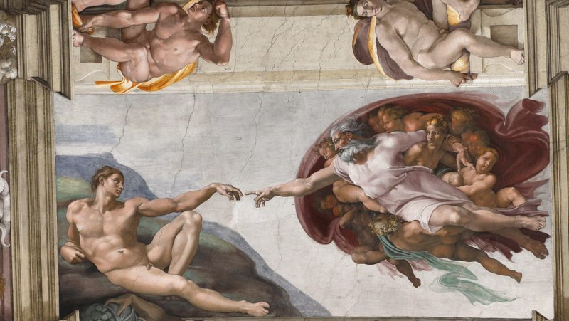 “The Creation of Adam,” by Michelangelo Buonarroti is pictured in the Sistine Chapel in the Vatican Museums in this Feb. 21, 2020, file photo.(CNS/Paul Haring)