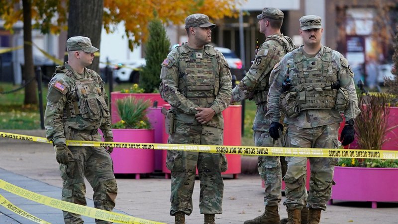 National Guard members stand in a cordoned-off area after two others were shot near the White House in Washington Nov. 26, 2025. The two who were shot were hospitalized in critical condition, FBI Director Kash Patel and Washington Mayor Muriel Bowser told reporters. (OSV News photo/Nathan Howard, Reuters)