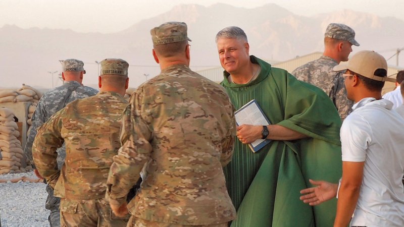 Father Eric Albertson is seen in Bagram, Afghanistan, during Operation Enduring Freedom in this undated photo. The priest, who is a colonel in the Army, is the command chaplain for the U.S. Special Operations Command stationed at MacDill Air Force Base in Tampa, Fla. (OSV News photo/courtesy Gulf Coast Catholic)