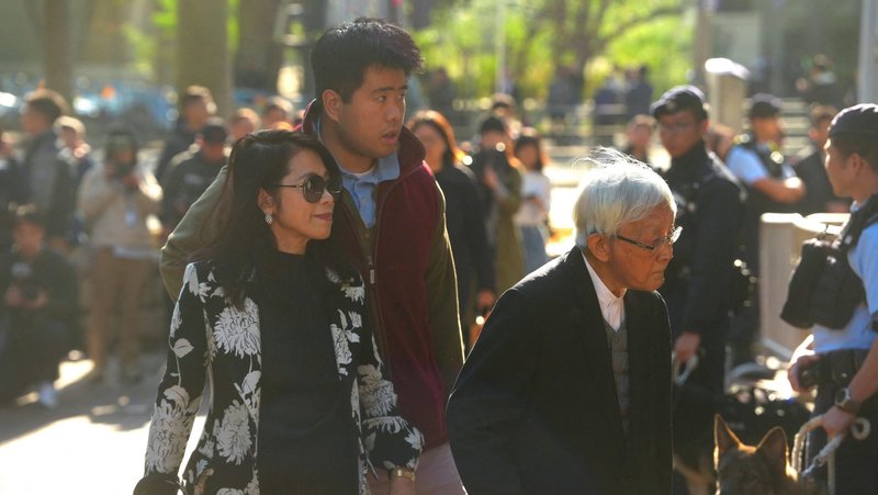 Jimmy Lai's wife, Teresa Lai, son Shun Yan and Cardinal Joseph Zen arrive at the West Kowloon Magistrates' Courts building in Hong Kong, China, Dec. 15, 2025, for the verdict in the trial of Jimmy Lai, a prominent Hong Kong Catholic, philanthropist and media mogul. Three government-vetted judges found Lai, 78, guilty of conspiring with others to collude with foreign forces to endanger national security and conspiracy to publish seditious articles. He pleaded not guilty to all charges.(OSV News photo/Lam Yik, Reuters)