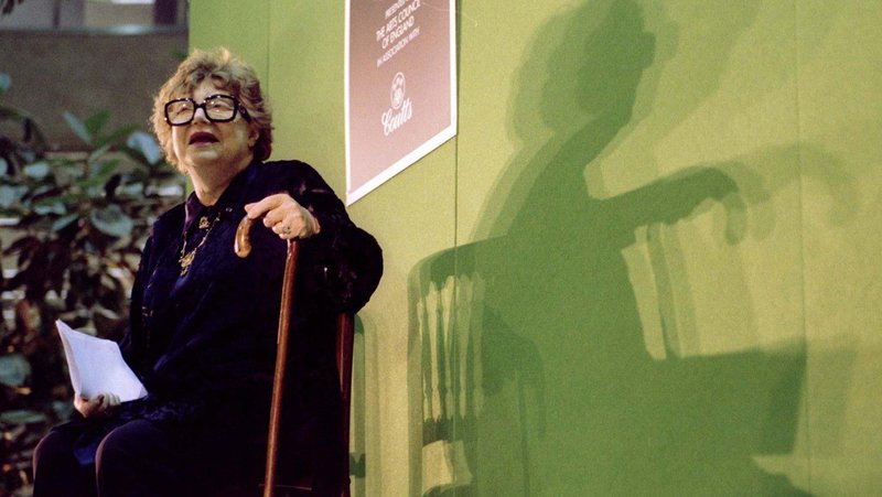 Scottish-born novelist Muriel Spark listens to speeches in her honor after receiving the 1997 David Cohen British Literature Prize during a ceremony in London. (CNS/Reuters)