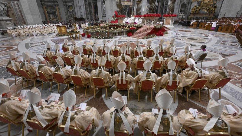 Prelates listen as Pope Leo XIV celebrates Mass on the feast of the Epiphany in St. Peter's Basilica at the Vatican Jan. 6, 2026. (OSV News photo/Simone Risoluti, Vatican Media)