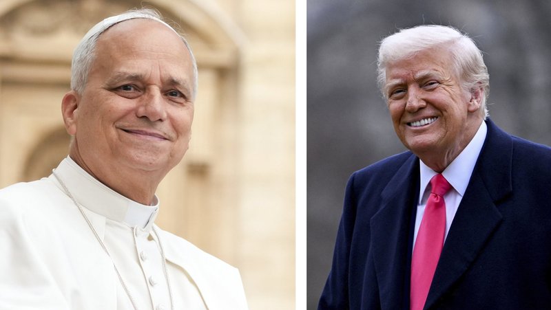 A combination photo shows Pope Leo XIV smiling as he greets visitors and pilgrims in St. Peter's Square at the Vatican Sept. 10, 2025, and U.S. President Donald Trump smiling after arriving at the White House Feb. 22, 2025. Cardinal Pietro Parolin, the Vatican secretary of state, said Jan. 21, 2026, the pope was evaluating an invitation by Trump to join his "Board of Peace," overseeing governance and reconstruction of Gaza. (OSV News photos/Lola Gomez, CNS/Craig Hudson, Reuters)