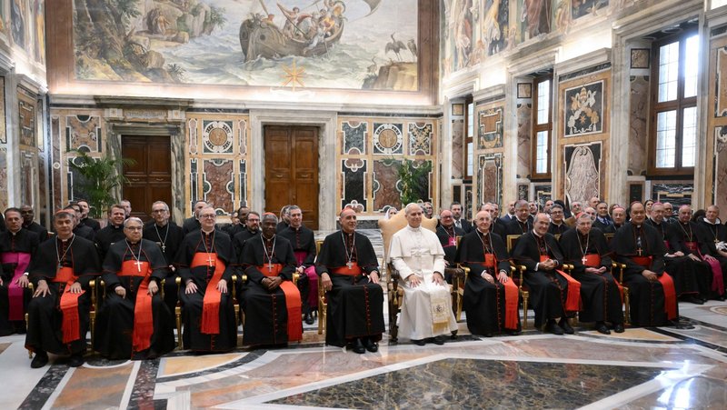 Pope Leo XIV meets members of the Dicastery for the Doctrine of the Faith during an audience with plenary meeting participants on Jan. 29, 2026. (EWTN News/Vatican Media)