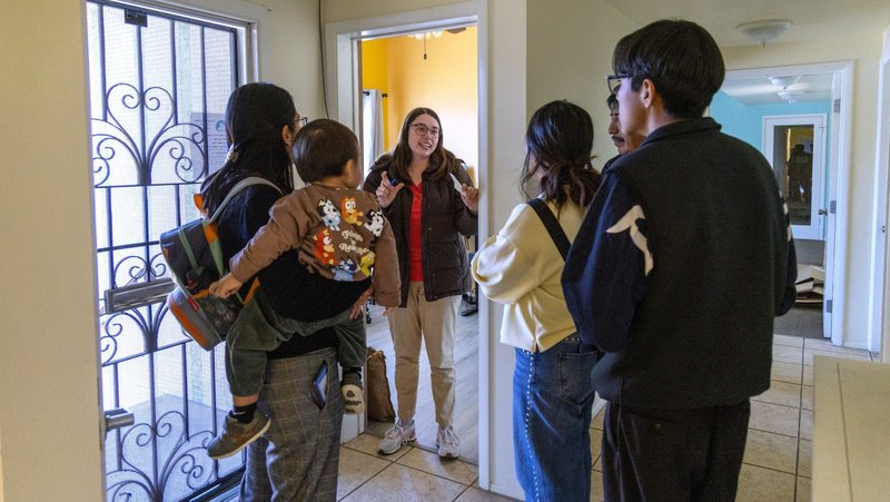 Brinkley Johnson, founding manager of the Pope Francis Center, greets visitors after Mass Jan. 11, 2026, at Our Lady of Guadalupe Church in the Barrio Logan neighborhood of San Diego. The parish opened the center at the church to assist immigrants. (OSV News photo/Charlie Neuman, courtesy Diocese of San Diego)