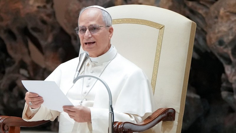 Pope Leo XIV speaks to visitors during his weekly general audience in the Paul VI Audience Hall at the Vatican Feb. 11, 2026. On Feb. 13, Pope Leo released his first Lenten message, in which he encouraged Catholics to rediscover the power of fasting this Lent. (CNS photo/Lola Gomez)