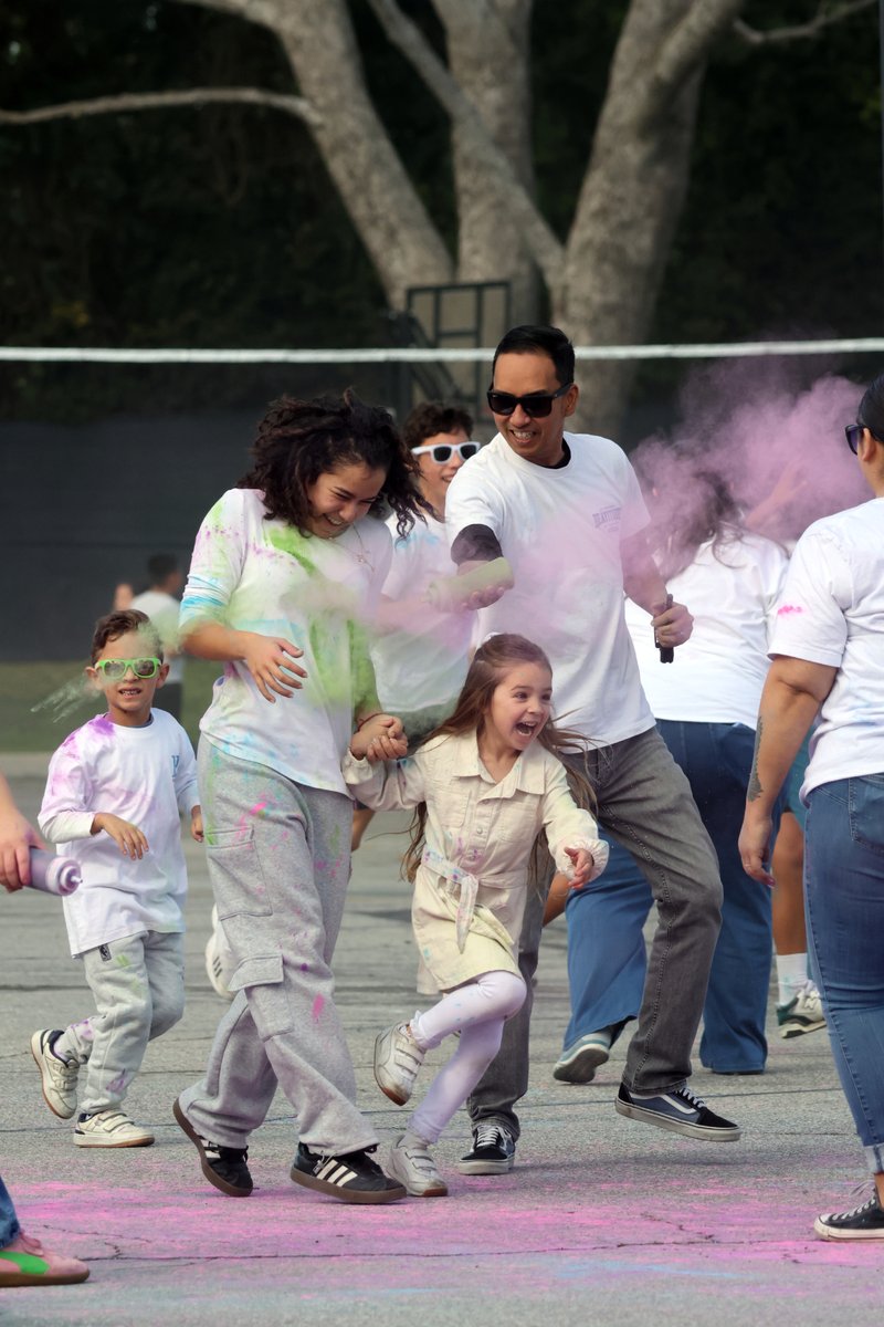 Students participate in a Color Run at Beatitudes of Our Lord School in La Mirada to raise money for CHOC Children's Hospital during Catholic Schools Week. (Beatitudes of Our Lord School)