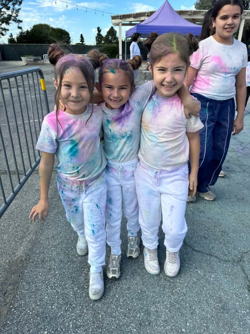 Students participate in a Color Run at Beatitudes of Our Lord School in La Mirada to raise money for CHOC Children's Hospital during Catholic Schools Week. (Beatitudes of Our Lord School)