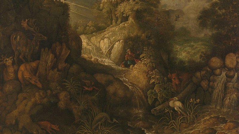 “Elijah Fed by Ravens,” workshop of Roelant Savery, 1576–1639, Dutch. (Wikimedia Commons)