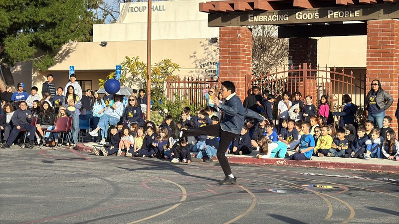 Students battle faculty during a game of kickball at Our Lady of Lourdes School in Northridge during Catholic Schools Week. (Our Lady of Lourdes School)