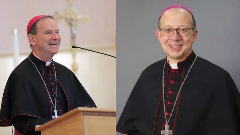Virginia Bishops Michael Burbidge of Arlington and Barry Knestout of Richmond. (Katie Yoder/CNA; photo courtesy of the Archdiocese of Washington via EWTN)