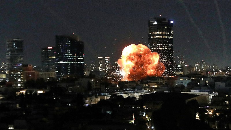 An explosion caused by a projectile impact after Iran launched missiles into Israel following Israel and the U.S. launched strikes on Iran, in Tel Aviv, Israel, Feb. 28, 2026. (OSV News photo/Gideon Markowicz, Reuters)