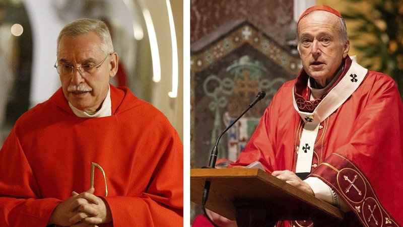 Bishop Anthony B. Taylor of Little Rock, Ark., and Cardinal Robert W. McElroy of Washington are pictured in a combination photo. U.S. bishops including Cardinal McElroy and Bishop Taylor, have spoken about "just war" in light of the U.S. and Israel-Iran War, saying the current conflict doesn't meet the Church's moral criteria. (OSV News photo/Paul Haring, CNS/Christopher Newkumet, John Carroll Society)