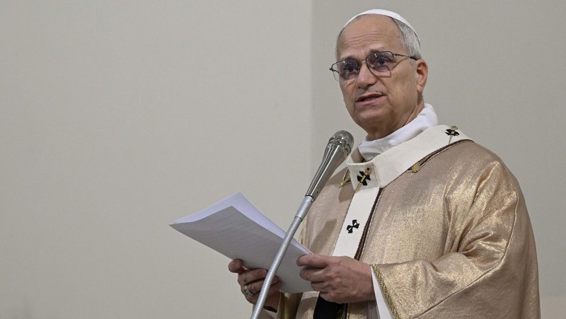 Pope Leo XIV reads his homily during Mass at the Church of the Sacred Heart of Jesus in Rome, Italy, March 15, 2026, "Laetare" Sunday, the fourth Sunday of Lent. (CNS photo/Vatican Media)