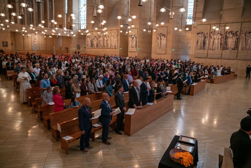 Teachers, staff and students attend the 2026 Christian Service Awards Mass on March 10 at the Cathedral of Our Lady of the Angels. (John Rueda)