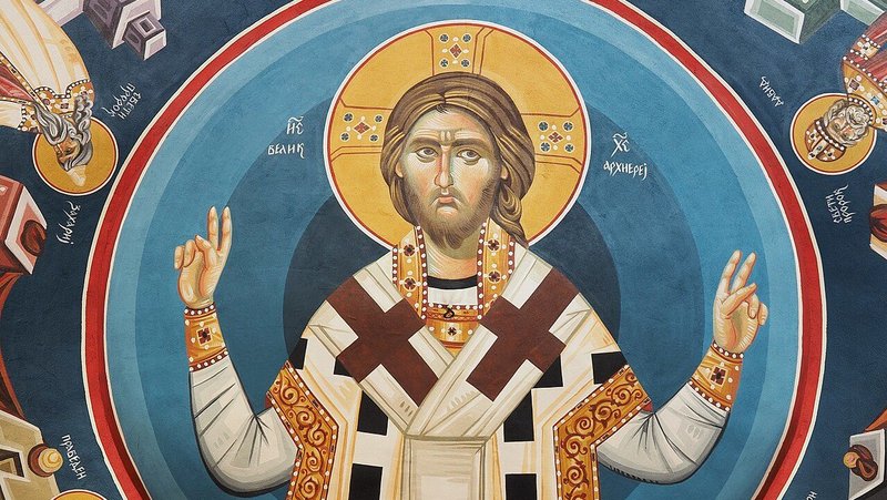 “Roof fresco of Pantokrator,” Nativity of the Theotokos Church, Bitola, North Macedonia, photographed by Petar Milošević. (Wikimedia Commons)