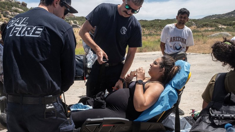 A pregnant migrant from Brazil is treated and taken away by medics at a temporary staging area, in Jacumba Hot Springs, Calif., June 4, 2024. The USCCB spoke out April 13, 2026, out after reports detailing harmful conditions faced by pregnant and postpartum mothers detained by U.S. Immigration and Customs Enforcement (ICE) have become more frequent, despite existing policy that discourages the arrest and detention of such women in most cases. (OSV News photo/Go Nakamura, Reuters)