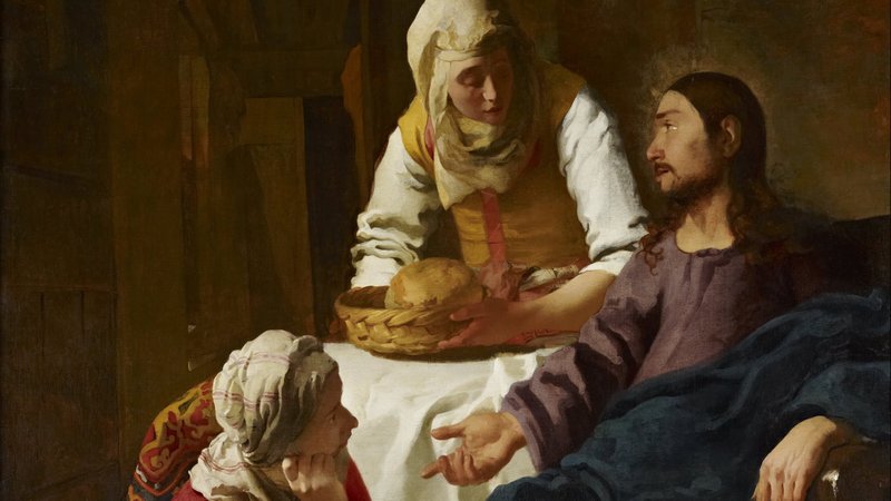 Detail from “Christ in the House of Martha and Mary,” by Johannes Vermeer, 1632-1675, Dutch. (Wikimedia Commons)