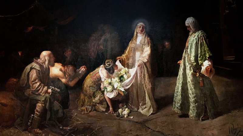 "The Miracle of the Roses," by José Nogales Sevilla, 1892. (Wikipedia)