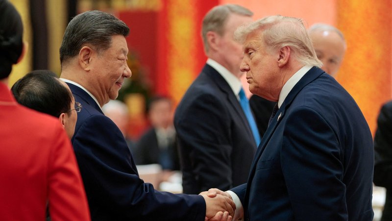 Chinese President Xi Jinping and U.S. President Donald Trump shake hands at a state banquet at the Great Hall of the People in Beijing May 14, 2026. Trump said May 11 he plans to discuss the imprisonment of Jimmy Lai during his May 14-15 visit to China. However, he suggested the prominent Catholic and pro-democracy campaigner "caused a lot of bedlam." (OSV News photo/Evan Vucci, Reuters)