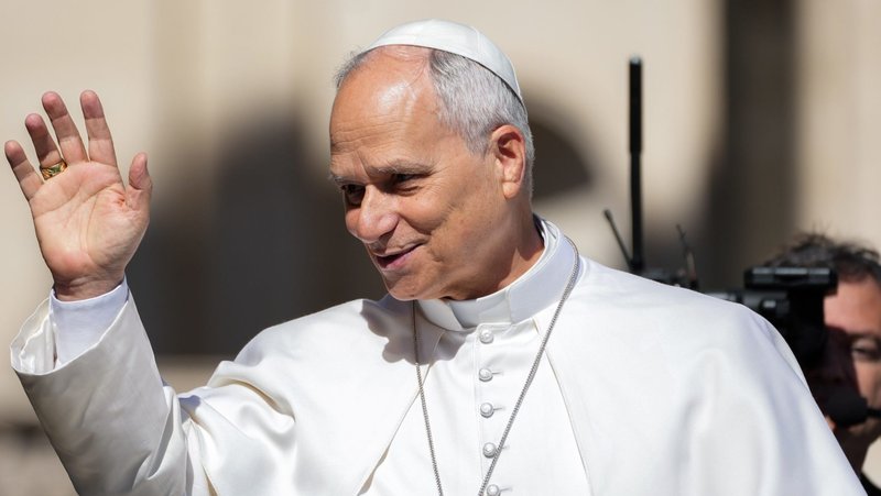 Pope Leo XIV greets visitors and pilgrims from the popemobile while riding around St. Peter’s Square at the Vatican before his weekly general audience May 20, 2026. (CNS photo/Lola Gomez)