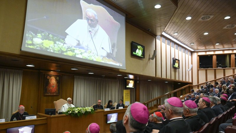 Pope Leo XIV speaks during the presentation of "Magnifica Humanitas" at the Vatican's Synod Hall May 25, 2026, the first encyclical of his papacy, which focuses on the rise of artificial intelligence. (OSV News photo/Simone Risoluti, Vatican Media)