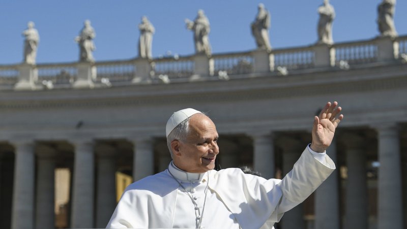 Pope Leo XIV greets visitors and pilgrims from the popemobile while riding around St. Peter’s Square at the Vatican before his weekly general audience May 27, 2026. (CNS photo/Vatican Media)