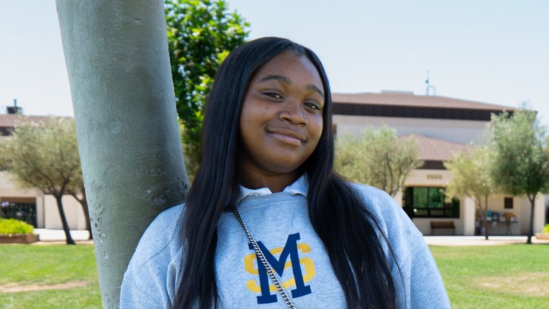 Eighteen-year-old Miracle Tisdale poses at Mary Star of the Sea High School in San Pedro. (Evan Lirette)