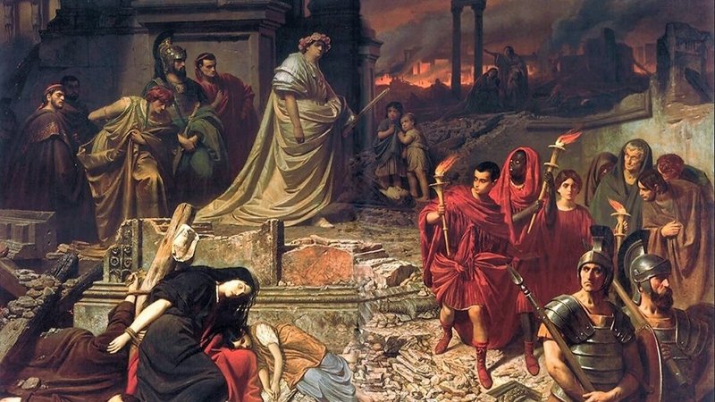 “Nero Views the Burning of Rome,” by Karl von Piloty, 1826-1886, German. (Wikimedia Commons)